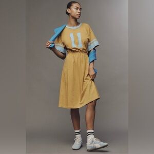 Sundry Rugby Midi Dress Golden Hour Varsity 11 Graphic Cotton Size S NWT
